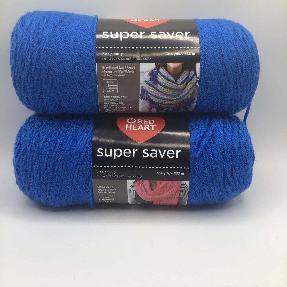 RED HEART SUPER SAVER Blue(E300B-0886) 7oz.  728yds Total Acrylic Yarn 2 Skeins